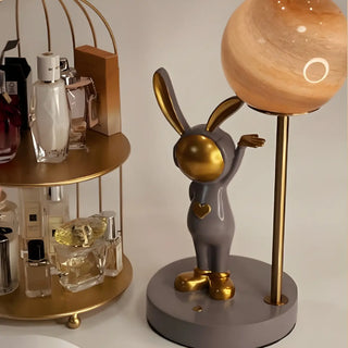 Creative Cute Rabbit Globe Glass Shade Metal Table Lamp Zawala Image - 9