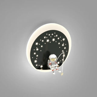 Kid's Room Astronaut Starry Design Round Wall Sconce Zawala Image - 10