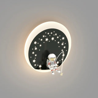 Kid's Room Astronaut Starry Design Round Wall Sconce Zawala Image - 11