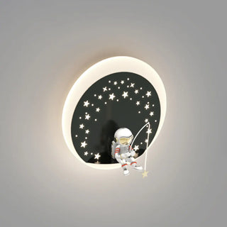 Kid's Room Astronaut Starry Design Round Wall Sconce Zawala Image - 13