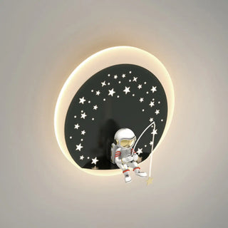 Kid's Room Astronaut Starry Design Round Wall Sconce Zawala Image - 14