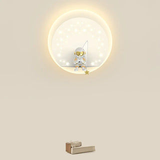 Kid's Room Astronaut Starry Design Round Wall Sconce Zawala Image - 15