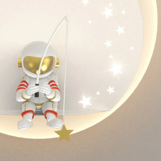 Kid's Room Astronaut Starry Design Round Wall Sconce Zawala Image - 16