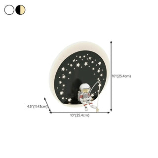 Kid's Room Astronaut Starry Design Round Wall Sconce Zawala #size