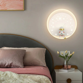 Kid's Room Astronaut Starry Design Round Wall Sconce Zawala Image - 3