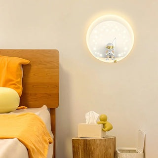 Kid's Room Astronaut Starry Design Round Wall Sconce Zawala Image - 5