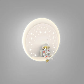 Kid's Room Astronaut Starry Design Round Wall Sconce Zawala Image - 6
