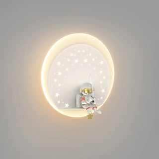 Kid's Room Astronaut Starry Design Round Wall Sconce Zawala Image - 7