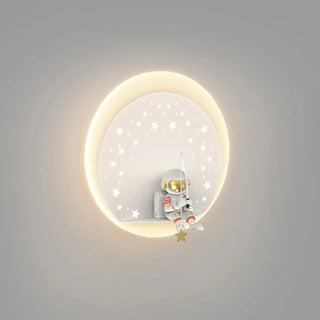 Kid's Room Astronaut Starry Design Round Wall Sconce Zawala Image - 8