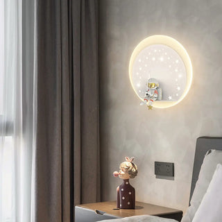 Kid's Room Astronaut Starry Design Round Wall Sconce Zawala Image - 9