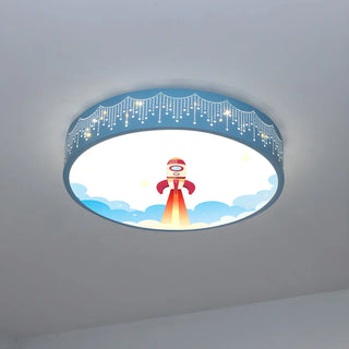 Small Astronomy-Themed Blue Drum LED Flush Mount Light Zawala Image - 11