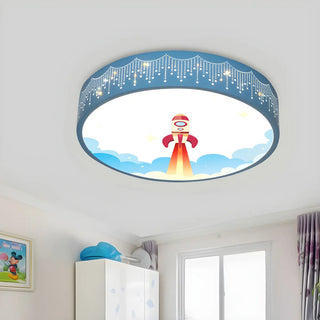 Small Astronomy-Themed Blue Drum LED Flush Mount Light Zawala Image - 4