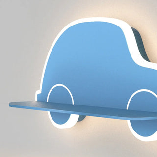 Kid's Room Blue Car Shaped Wall Sconce with Shelf Zawala Image - 10