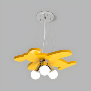 ZOWALA - Blue Airplane Metal 3-Light Acrylic Kids Room Chandelier Image - 10