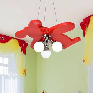 ZOWALA - Blue Airplane Metal 3-Light Acrylic Kids Room Chandelier Image - 11