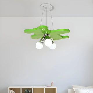 ZOWALA - Blue Airplane Metal 3-Light Acrylic Kids Room Chandelier Image - 13