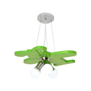 ZOWALA - Blue Airplane Metal 3-Light Acrylic Kids Room Chandelier Image - 14