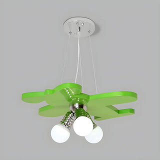 ZOWALA - Blue Airplane Metal 3-Light Acrylic Kids Room Chandelier Image - 15