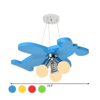 ZOWALA - Blue Airplane Metal 3-Light Acrylic Kids Room Chandelier #size