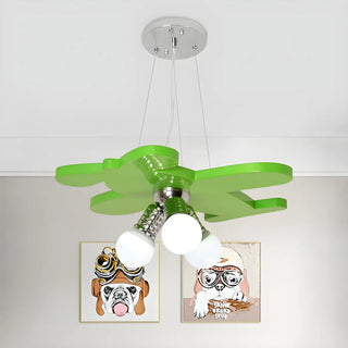 ZOWALA - Blue Airplane Metal 3-Light Acrylic Kids Room Chandelier Image - 2