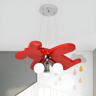 ZOWALA - Blue Airplane Metal 3-Light Acrylic Kids Room Chandelier Image - 3