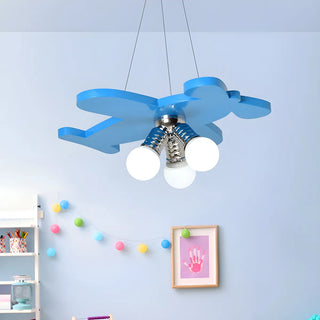 ZOWALA - Blue Airplane Metal 3-Light Acrylic Kids Room Chandelier Image - 4
