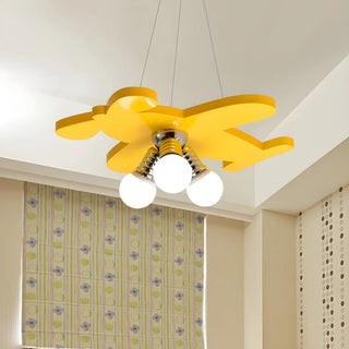 ZOWALA - Blue Airplane Metal 3-Light Acrylic Kids Room Chandelier Image - 5