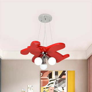 ZOWALA - Blue Airplane Metal 3-Light Acrylic Kids Room Chandelier Image - 6