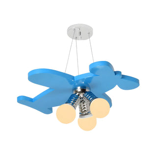 ZOWALA - Blue Airplane Metal 3-Light Acrylic Kids Room Chandelier Image - 7