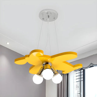 ZOWALA - Blue Airplane Metal 3-Light Acrylic Kids Room Chandelier Image - 8