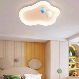 ZOWALA - Kids Bedroom Pink Cloud Flush Mount Ceiling Light Image - 3