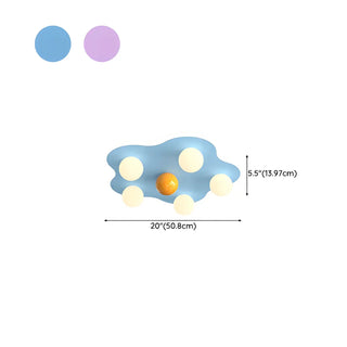 Kids Room Blue Cloud Flush Mount Ceiling Light 6-Light Zawala #size