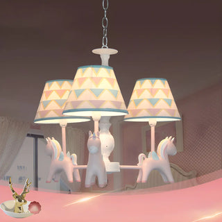 ZOWALA - Unicorn Fabric Resin Kids Room Multi-Color Chandelier Image - 10