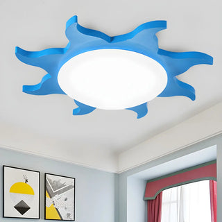 ZOWALA - Kids Cartoon Blue Sun-Shaped Acrylic Flush Mount Light Image - 1