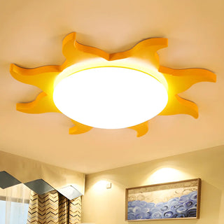 ZOWALA - Kids Cartoon Blue Sun-Shaped Acrylic Flush Mount Light Image - 2