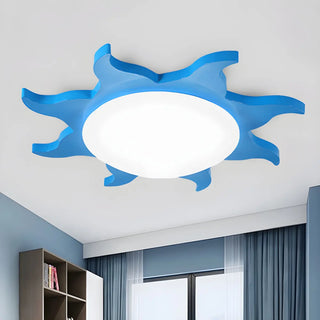 ZOWALA - Kids Cartoon Blue Sun-Shaped Acrylic Flush Mount Light Image - 4