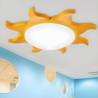 ZOWALA - Kids Cartoon Blue Sun-Shaped Acrylic Flush Mount Light Image - 11