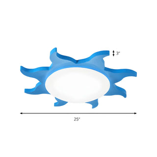 ZOWALA - Kids Cartoon Blue Sun-Shaped Acrylic Flush Mount Light Image - 8