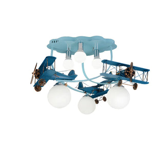 ZOWALA - Kids Room Large Colorful Airplane LED Flush Mount Light Image - 10