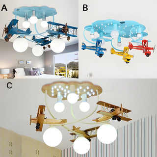 ZOWALA - Kids Room Large Colorful Airplane LED Flush Mount Light Image - 13