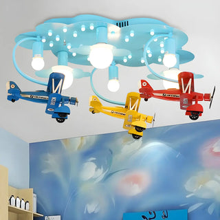 ZOWALA - Kids Room Large Colorful Airplane LED Flush Mount Light Image - 4