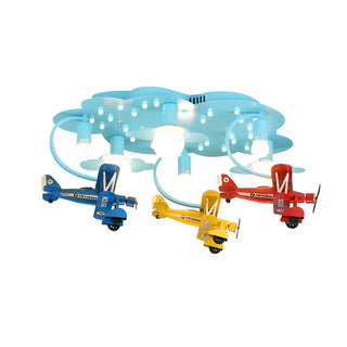 ZOWALA - Kids Room Large Colorful Airplane LED Flush Mount Light Image - 5