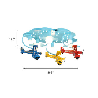 ZOWALA - Kids Room Large Colorful Airplane LED Flush Mount Light Image - 6