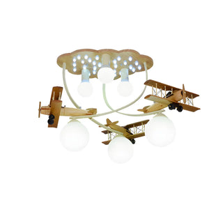 ZOWALA - Kids Room Large Colorful Airplane LED Flush Mount Light Image - 7