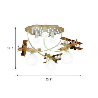 ZOWALA - Kids Room Large Colorful Airplane LED Flush Mount Light Image - 8