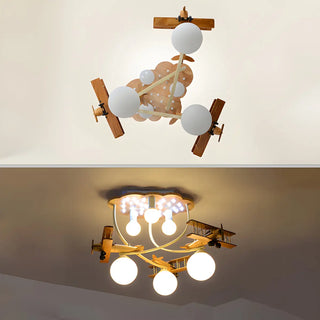 ZOWALA - Kids Room Large Colorful Airplane LED Flush Mount Light Image - 9