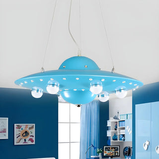 ZOWALA - UFO Metal Kids Bedroom Blue Small LED Kids Chandelier Image - 1