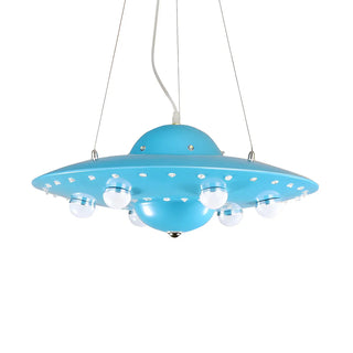 ZOWALA - UFO Metal Kids Bedroom Blue Small LED Kids Chandelier Image - 10