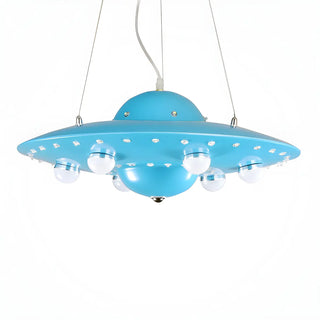 ZOWALA - UFO Metal Kids Bedroom Blue Small LED Kids Chandelier Image - 11
