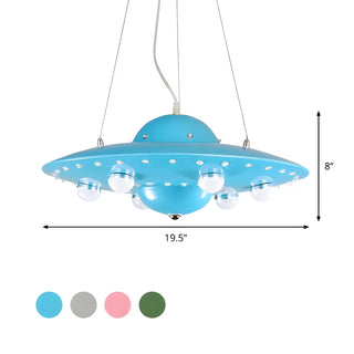 ZOWALA - UFO Metal Kids Bedroom Blue Small LED Kids Chandelier #size